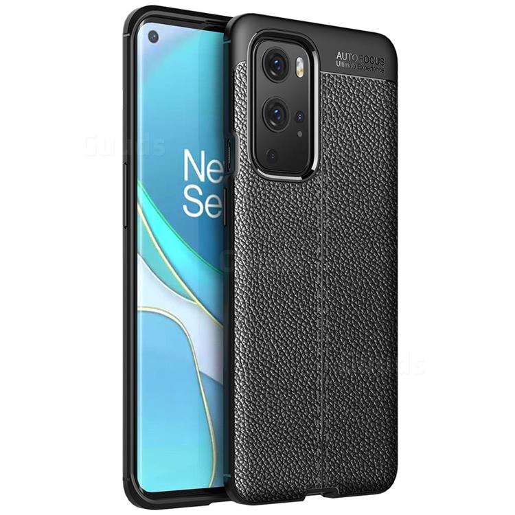 Luxury Auto Focus Litchi Texture Silicone TPU Back Cover for OnePlus 9 Pro - Black
