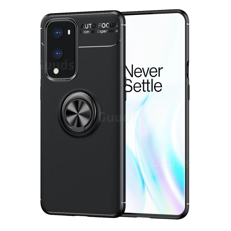 Auto Focus Invisible Ring Holder Soft Phone Case for OnePlus 9 Pro - Black