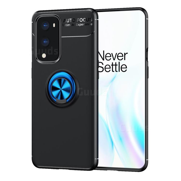 Auto Focus Invisible Ring Holder Soft Phone Case for OnePlus 9 Pro - Black Blue