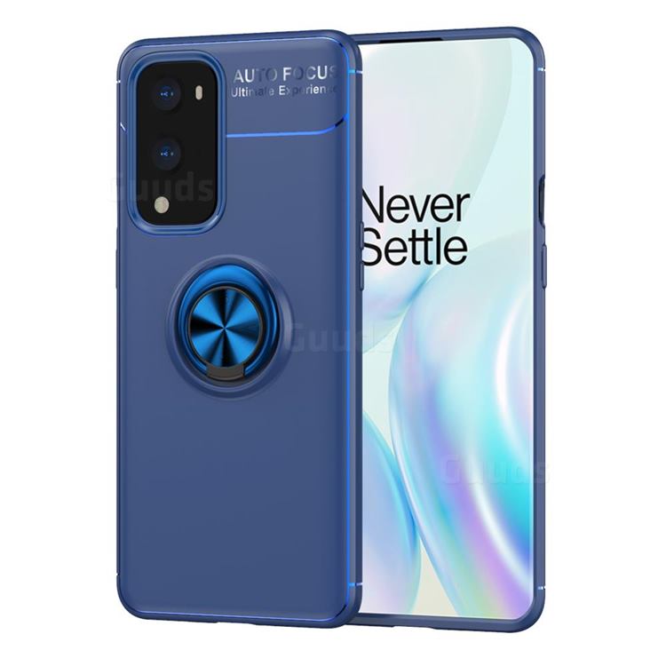 Auto Focus Invisible Ring Holder Soft Phone Case for OnePlus 9 Pro - Blue