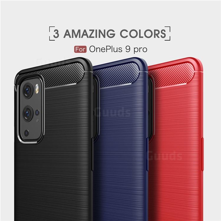 Luxury Carbon Fiber Brushed Wire Drawing Silicone Tpu Back Cover For Oneplus 9 Pro Red Oneplus 9 Pro Cases Guuds