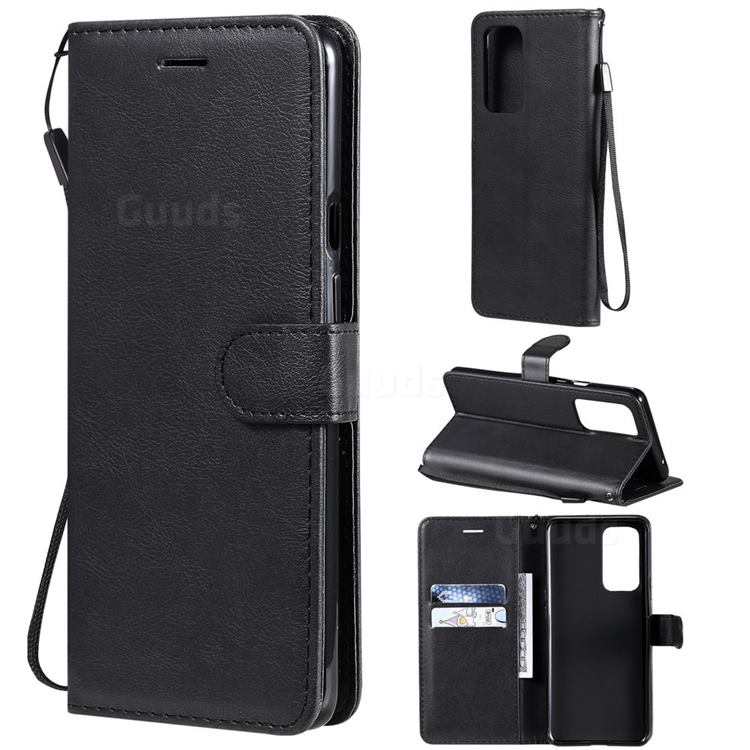 Retro Greek Classic Smooth PU Leather Wallet Phone Case for OnePlus 9 Pro - Black