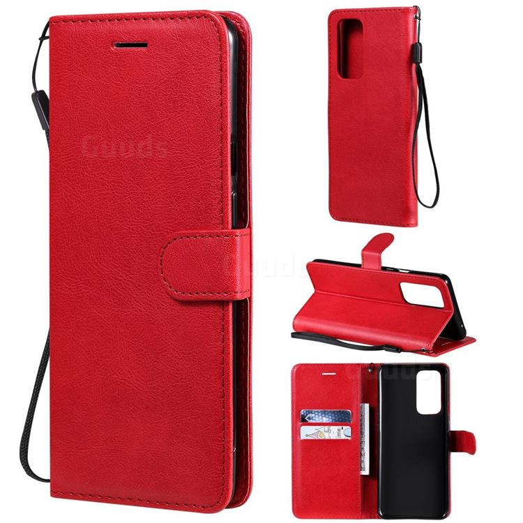 Retro Greek Classic Smooth PU Leather Wallet Phone Case for OnePlus 9 Pro - Red