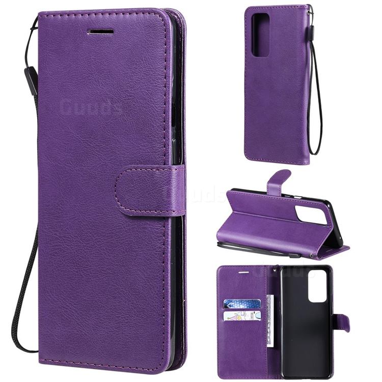 Retro Greek Classic Smooth PU Leather Wallet Phone Case for OnePlus 9 Pro - Purple