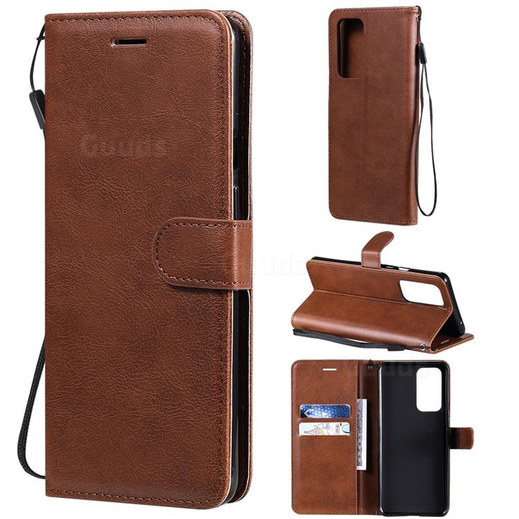 Retro Greek Classic Smooth PU Leather Wallet Phone Case for OnePlus 9 Pro - Brown