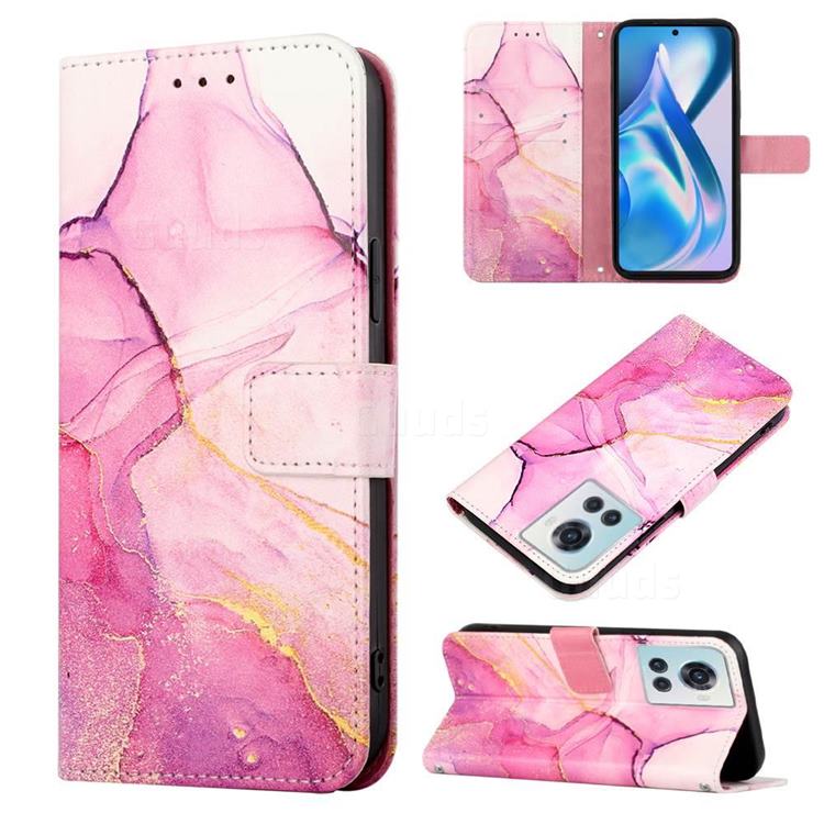 Pink Purple Marble Leather Wallet Protective Case for OnePlus Ace