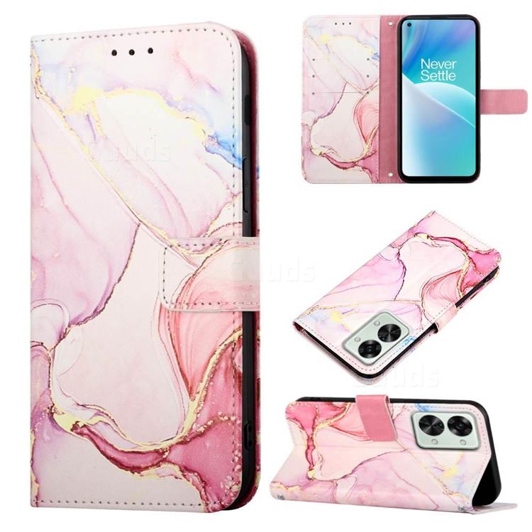 Rose Gold Marble Leather Wallet Protective Case for OnePlus Nord 2T