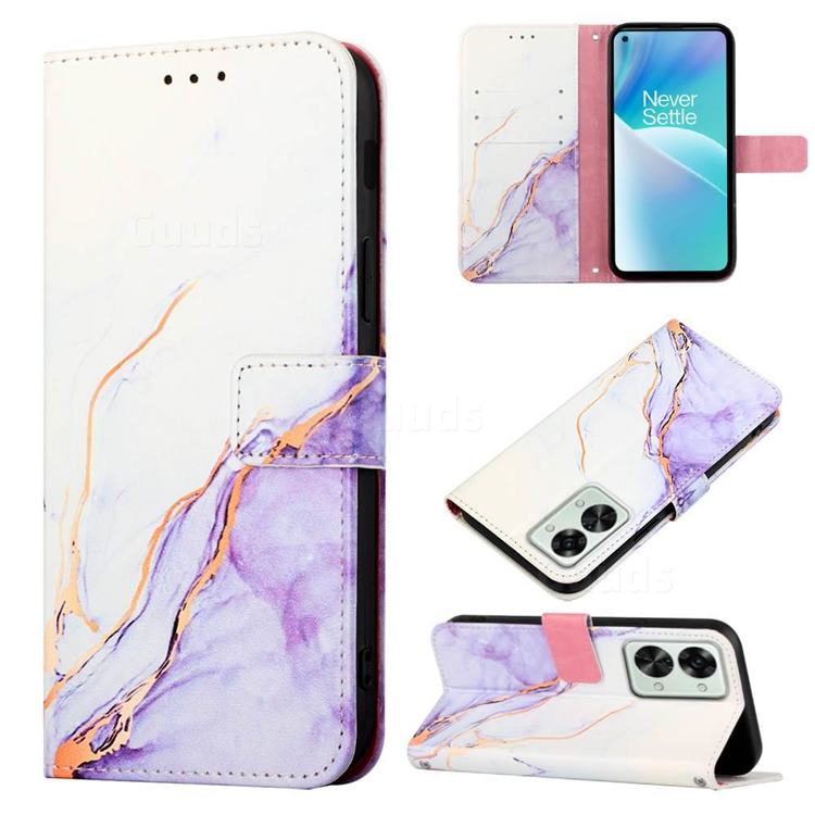 Purple White Marble Leather Wallet Protective Case for OnePlus Nord 2T