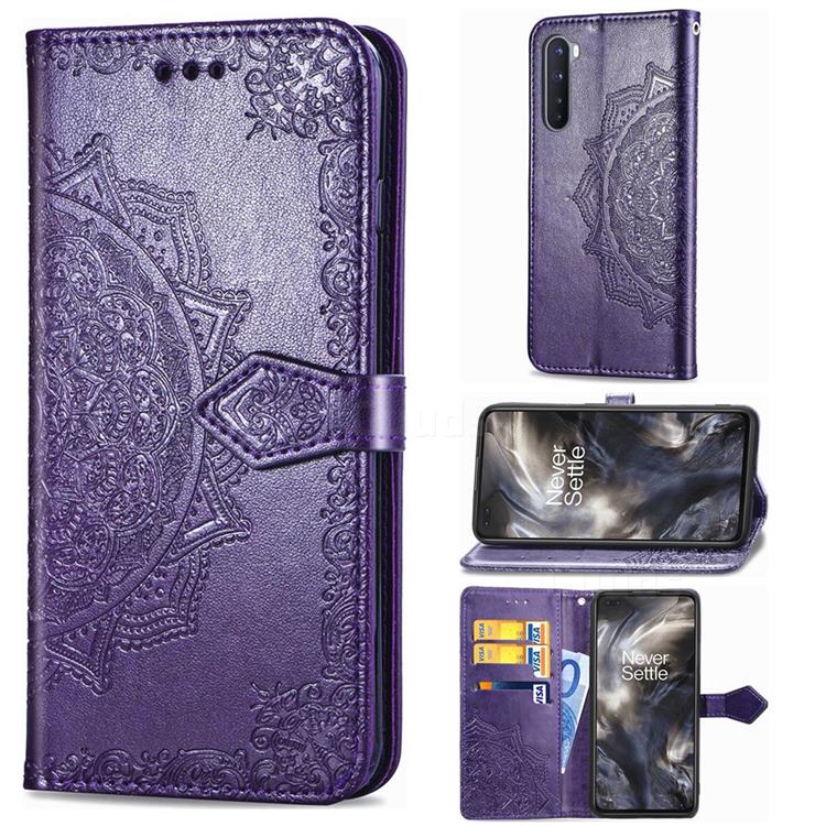 Embossing Imprint Mandala Flower Leather Wallet Case for OnePlus Nord (OnePlus 8 NORD 5G, OnePlus Z) - Purple