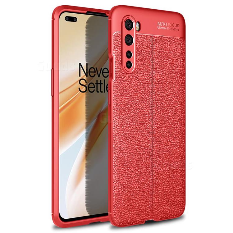 Luxury Auto Focus Litchi Texture Silicone TPU Back Cover for OnePlus Nord (OnePlus 8 NORD 5G, OnePlus Z) - Red