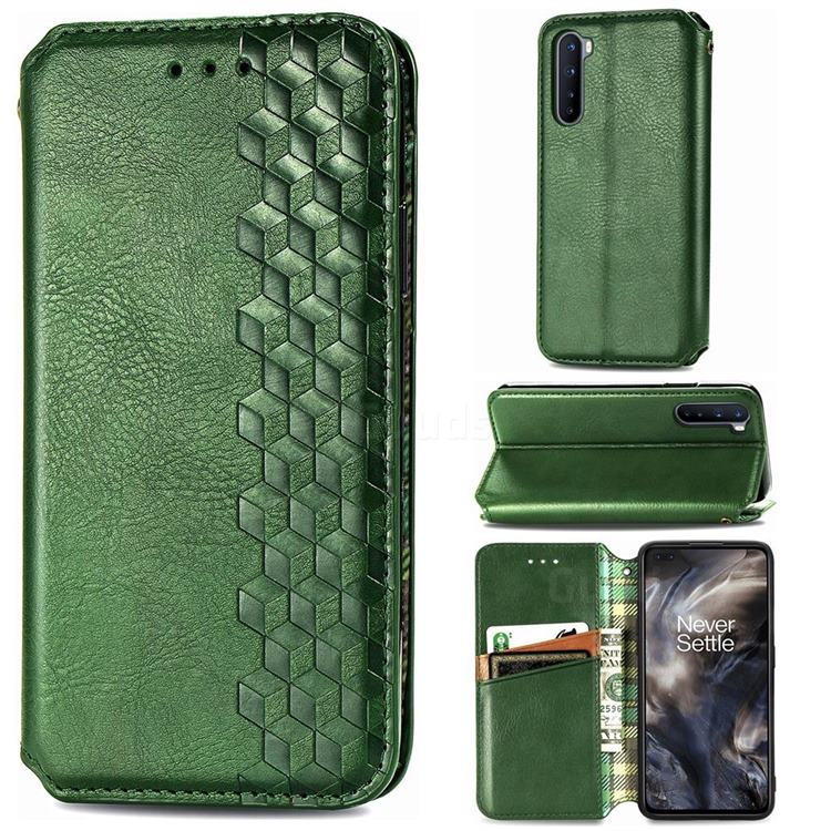 Ultra Slim Fashion Business Card Magnetic Automatic Suction Leather Flip Cover for OnePlus Nord (OnePlus 8 NORD 5G, OnePlus Z) - Green