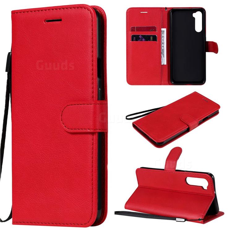 Retro Greek Classic Smooth PU Leather Wallet Phone Case for OnePlus Nord (OnePlus 8 NORD 5G, OnePlus Z) - Red