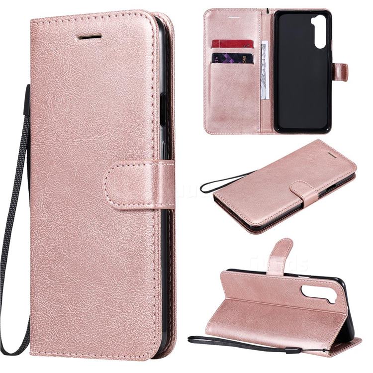 Retro Greek Classic Smooth PU Leather Wallet Phone Case for OnePlus Nord (OnePlus 8 NORD 5G, OnePlus Z) - Rose Gold