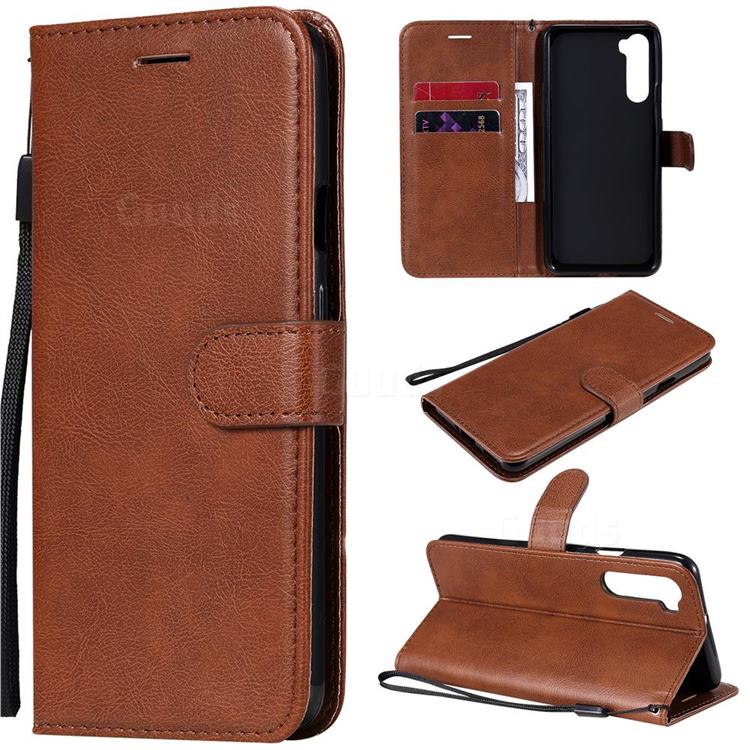 Retro Greek Classic Smooth PU Leather Wallet Phone Case for OnePlus Nord (OnePlus 8 NORD 5G, OnePlus Z) - Brown