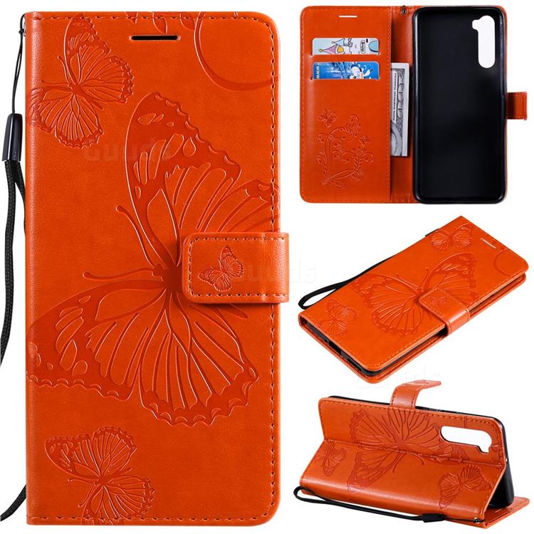 Embossing 3D Butterfly Leather Wallet Case for OnePlus Nord (OnePlus 8 NORD 5G, OnePlus Z) - Orange