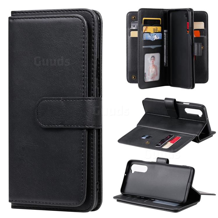 Multi-function Ten Card Slots and Photo Frame PU Leather Wallet Phone Case Cover for OnePlus Nord (OnePlus 8 NORD 5G, OnePlus Z) - Black