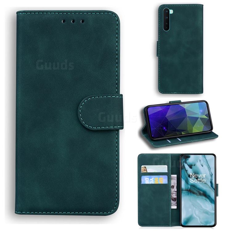 Retro Classic Skin Feel Leather Wallet Phone Case for OnePlus Nord (OnePlus 8 NORD 5G, OnePlus Z) - Green