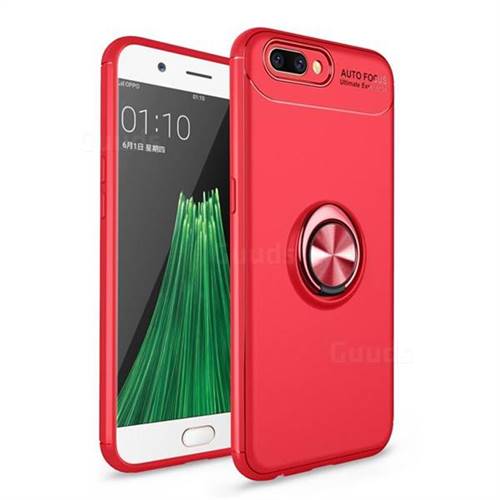 Auto Focus Invisible Ring Holder Soft Phone Case for Oppo R11 - Red