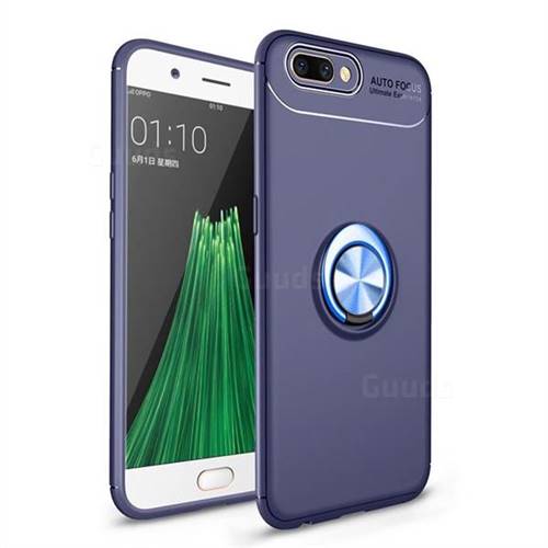 Auto Focus Invisible Ring Holder Soft Phone Case for Oppo R11 - Blue