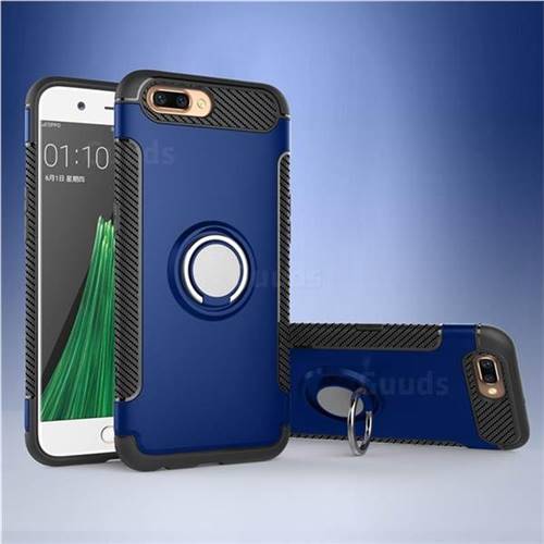 Armor Anti Drop Carbon PC + Silicon Invisible Ring Holder Phone Case for Oppo R11 - Sapphire