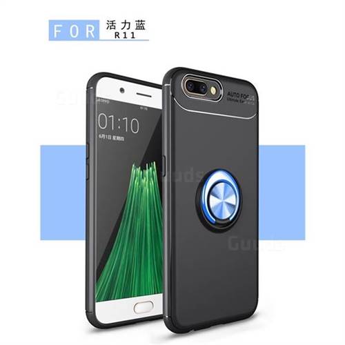 Auto Focus Invisible Ring Holder Soft Phone Case for Oppo R11 Plus - Black Blue