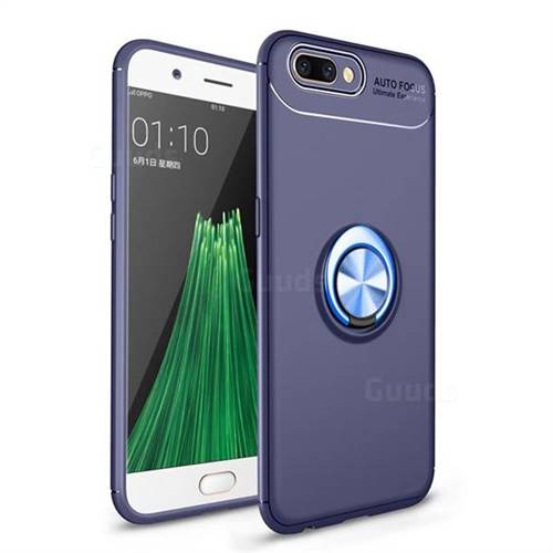 Auto Focus Invisible Ring Holder Soft Phone Case for Oppo R11 Plus - Blue