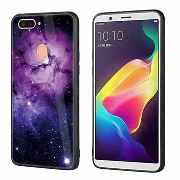Luxury Starry Sky Tempered Glass Hard Back Cover with Silicone Bumper for Oppo R11s - Purple