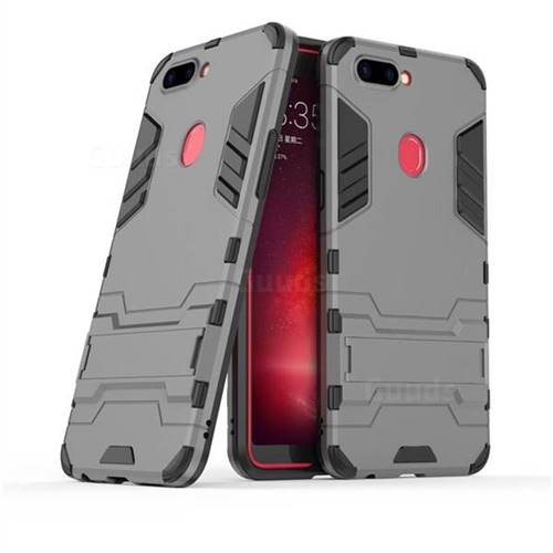 Armor Premium Tactical Grip Kickstand Shockproof Dual Layer Rugged Hard Cover for Oppo R11s - Gray