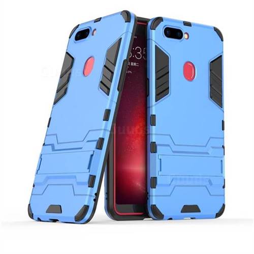 Armor Premium Tactical Grip Kickstand Shockproof Dual Layer Rugged Hard Cover for Oppo R11s - Light Blue