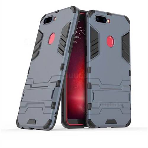 Armor Premium Tactical Grip Kickstand Shockproof Dual Layer Rugged Hard Cover for Oppo R11s - Navy