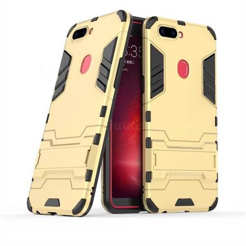 Armor Premium Tactical Grip Kickstand Shockproof Dual Layer Rugged Hard Cover for Oppo R11s - Golden