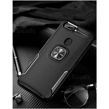Knight Armor Anti Drop PC + Silicone Invisible Ring Holder Phone Cover for Oppo R11s - Black