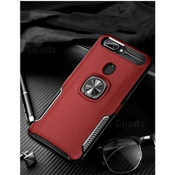 Knight Armor Anti Drop PC + Silicone Invisible Ring Holder Phone Cover for Oppo R11s - Red