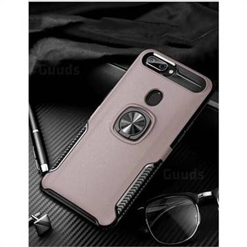 Knight Armor Anti Drop PC + Silicone Invisible Ring Holder Phone Cover for Oppo R11s - Rose Gold