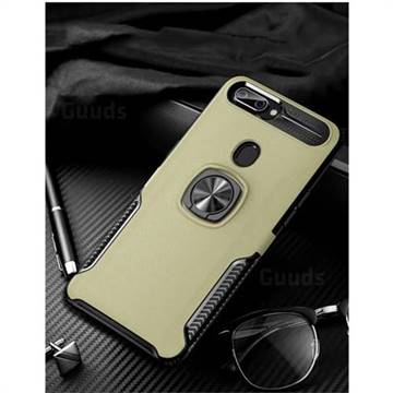 Knight Armor Anti Drop PC + Silicone Invisible Ring Holder Phone Cover for Oppo R11s - Champagne