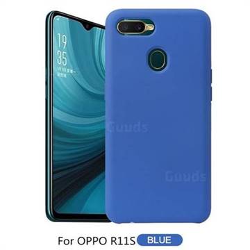Howmak Slim Liquid Silicone Rubber Shockproof Phone Case Cover for Oppo R11s - Sky Blue
