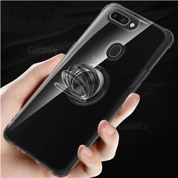 Anti-fall Invisible Press Bounce Ring Holder Phone Cover for Oppo R11s - Elegant Black