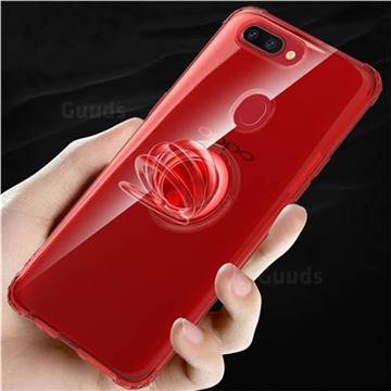 Anti-fall Invisible Press Bounce Ring Holder Phone Cover for Oppo R11s - Noble Red