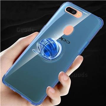 Anti-fall Invisible Press Bounce Ring Holder Phone Cover for Oppo R11s - Sapphire Blue