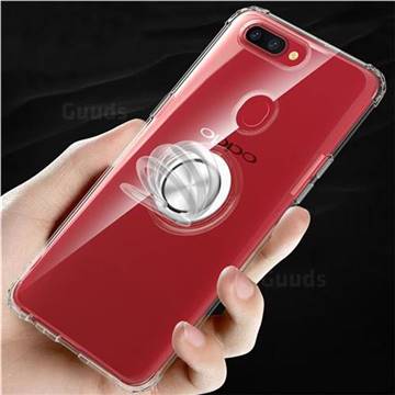 Anti-fall Invisible Press Bounce Ring Holder Phone Cover for Oppo R11s - Transparent