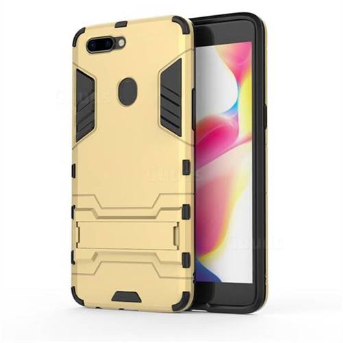 Armor Premium Tactical Grip Kickstand Shockproof Dual Layer Rugged Hard Cover for Oppo R11s Plus - Golden