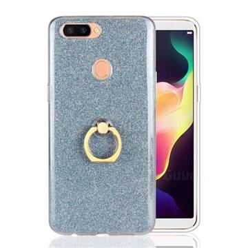 Luxury Soft TPU Glitter Back Ring Cover with 360 Rotate Finger Holder Buckle for Oppo R11s Plus - Blue