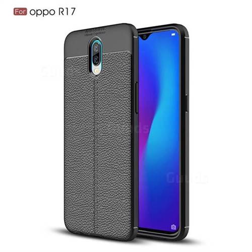 Luxury Auto Focus Litchi Texture Silicone TPU Back Cover for Oppo R17 - Black