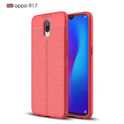 Luxury Auto Focus Litchi Texture Silicone TPU Back Cover for Oppo R17 - Red