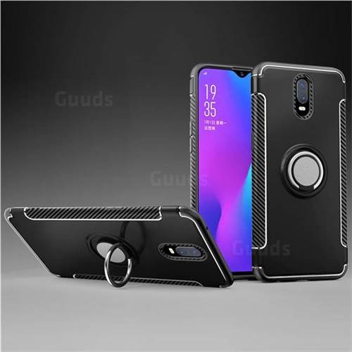 Armor Anti Drop Carbon PC + Silicon Invisible Ring Holder Phone Case for Oppo R17 - Black