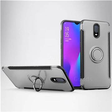 Armor Anti Drop Carbon PC + Silicon Invisible Ring Holder Phone Case for Oppo R17 - Silver