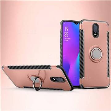 Armor Anti Drop Carbon PC + Silicon Invisible Ring Holder Phone Case for Oppo R17 - Rose Gold