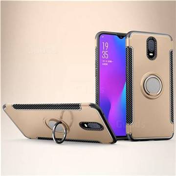 Armor Anti Drop Carbon PC + Silicon Invisible Ring Holder Phone Case for Oppo R17 - Champagne