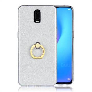 Luxury Soft TPU Glitter Back Ring Cover with 360 Rotate Finger Holder Buckle for Oppo R17 - White