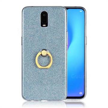 Luxury Soft TPU Glitter Back Ring Cover with 360 Rotate Finger Holder Buckle for Oppo R17 - Blue